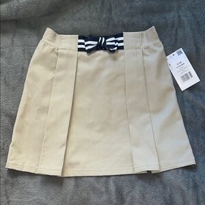 French Toast Beige Skirt with Navy Bow